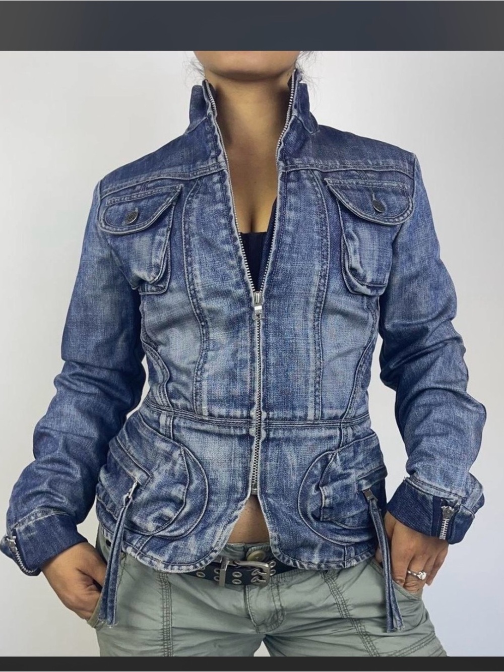 Banana Republic Denim Jean Distressed Jacket size large